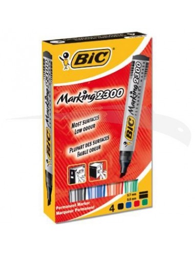 MARQUEUR PERMANENT - BIC - 2300 CHISEL - Boîte de 4 marqueurs