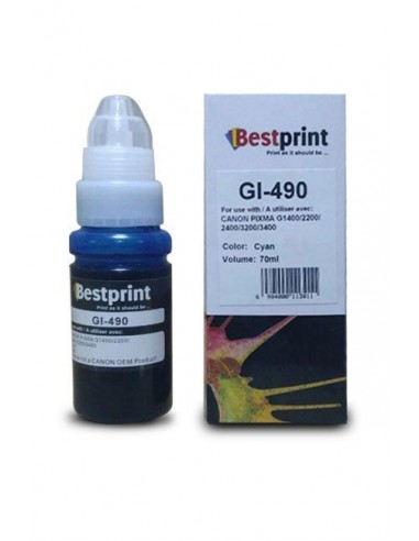 Bouteille d'encre BESTPRINT /Cyan /70 ml /CANON 0664C001AA