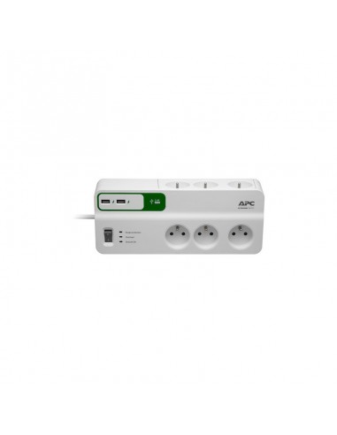 Bloc parafoudre APC Essential SurgeArrest 6 prises France 230V avec 2 ports de chargement USB