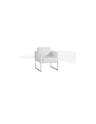 Fauteuil en PU et chrome en couleur blanche, Dim. 65 x 63 x 78 cm