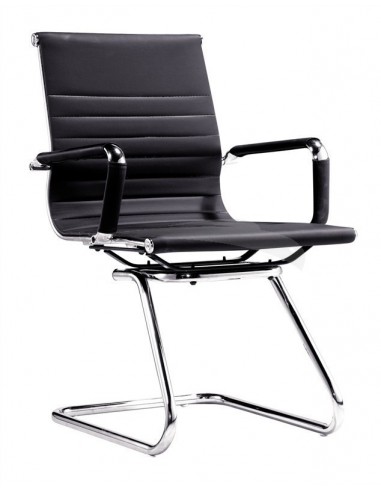 Fauteuil visiteur sur luge SLIM en PU & aluminium BALNC HT-728DB