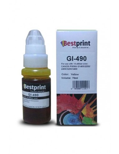 Bouteille BESTPRINT /Jaune /70 ml /Canon 0664C001AA /PIXMA G1400 - G2400 - G3400