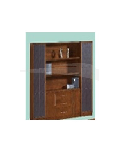 BIBLIOTHÈQUE DE BUREAU 240 x 40 x 200 cm, en bois et cuir