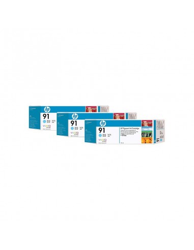 HP 91 3-pack 775-ml Light Cyan Pigment Cartouches (C9486A)