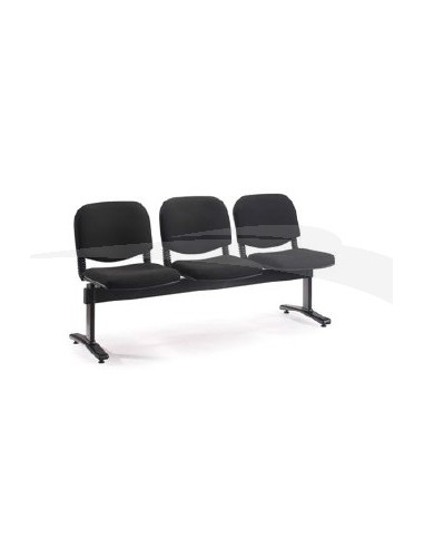 BANQUETTE 3 chaises visiteurs en tissu NOIR