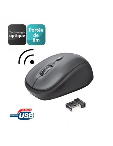 Mini Souris Sans Fil Trust Yvi Optique pour PC - Gris