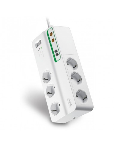 Bloc parafoudre 6 prises 230V APC Essential SurgeArrest avec 2 x RJ11 et 2 x Coaxial