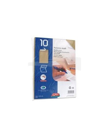 10 POCHETTES KRAFT - GPV - 90g - AUTO ADHÉSIVES - 162 X 229 mm - Lot 2 packs de 10 pochettes