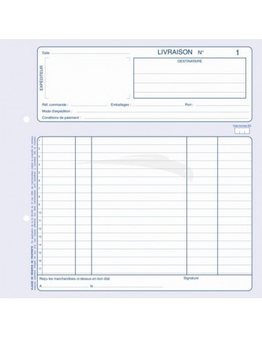 CARNET BON DE LIVRAISON