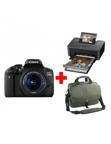 Reflex Canon EOS 750D + Objectif 18-55mm + Imprimante Selphy CP910 + Sac à dos Pro