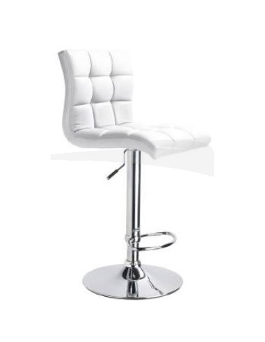 Tabouret FLORENCE en PU & chrome BLANC