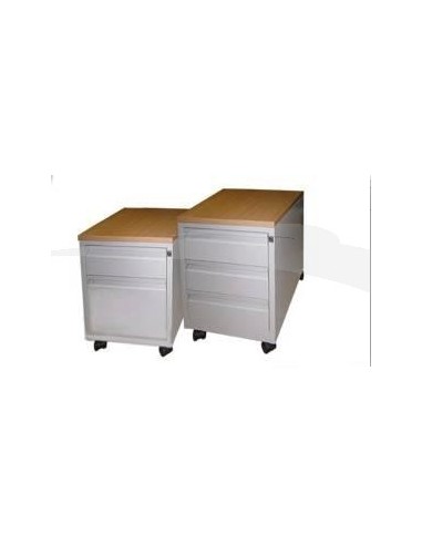 CAISSON MOBILE - MÉTALLIQUE AVEC TOP EN BOIS - 3 TIROIRS / 2 TIROIRS