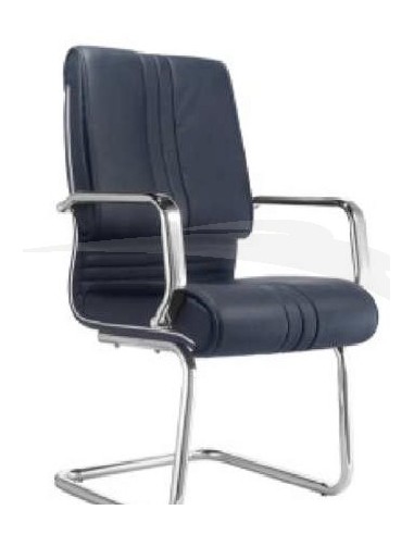 FAUTEUIL VISITEUR sur luge DESIGN en PU & aluminium FR010DB BLANC