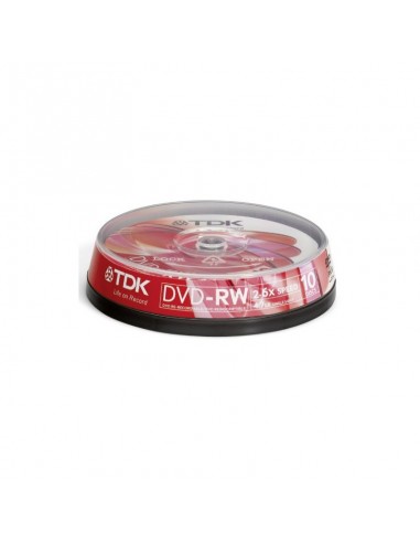 TDK T19857 DVD-RW RE-RECORDABLE / DVD REINSCRIPTIBLE 4.7GB 2x-6x 10 Cakebox