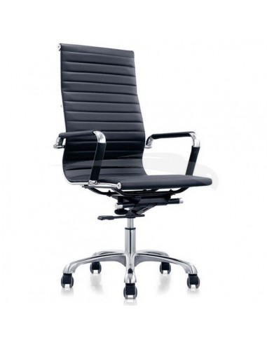 Fauteuil président SLIM en PU & aluminium BLANC HT-728AB