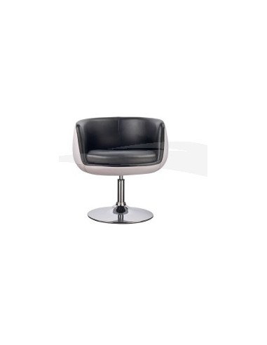 Fauteuil pivotant en PU et chrome noir et blanc