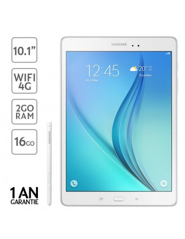 Samsung Galaxy Tab A \" 10.1\" - WiFi/4G \" Android 6.0 \" 16 Go HDD \" 2 Go Ram \" Blanc - Garantie 1 An
