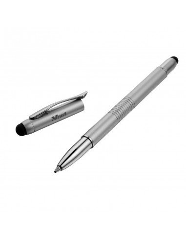 Trust 3en1 Stylet pour Tablettes et Smartphones avec Pointe Standard, Pointe Haute Précision et Pointe de Stylo Bille - Gris