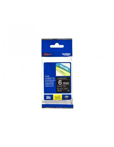 Ruban Brother d'étiquette Blanc/Noir 6 mm x 8 m (TZE315)