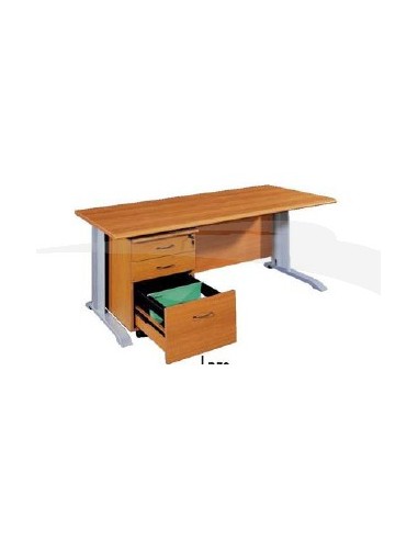 Bureau avec pieds métalliques + caisson mobile avec 3 tiroirs, 140 x 70 x 76 cm Wengé