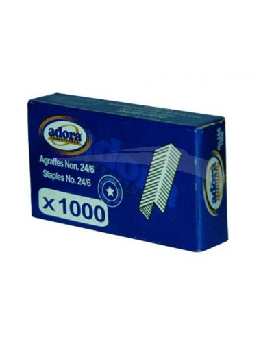 1000 AGRAFES - ADORA - 24/6 - Lot de 10 boîtes