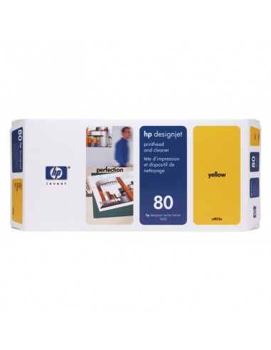 Tête d'impression et dispositif de nettoyage jaune HP 80 (C4823A)
