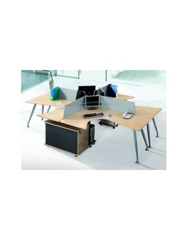 Workstation 4 postes avec caissons et séparations L 323 P 233 H 73 cm