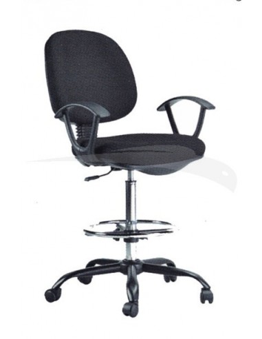 Tabouret sur roulettes en tissu & chrome NOIR EX1230BAR