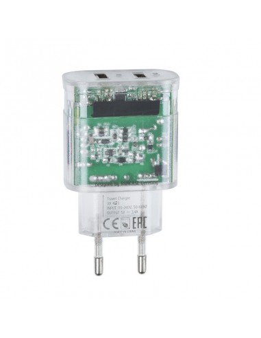 Chargeur Secteur Mural Rivapower VA4123 2USB x 3.4 A - Micro USB 1 m Transparent
