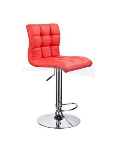 Tabouret FLORENCE en PU & chrome ROUGE