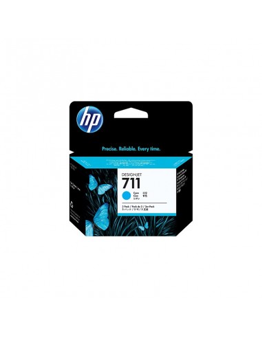Lot de 3 cartouches d'encre cyan 29 ml HP 711 (CZ134A)